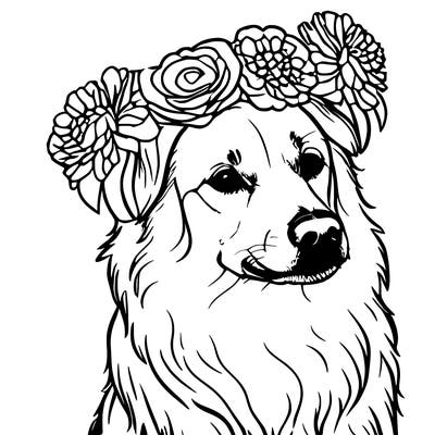 dog with flower crown