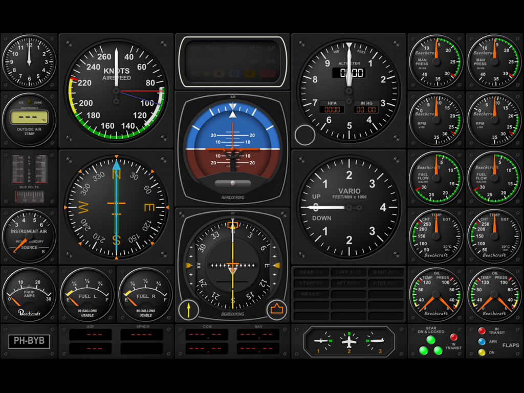 Air Manager - A custom digital aircraft cockpit instrument panel for flight simulators