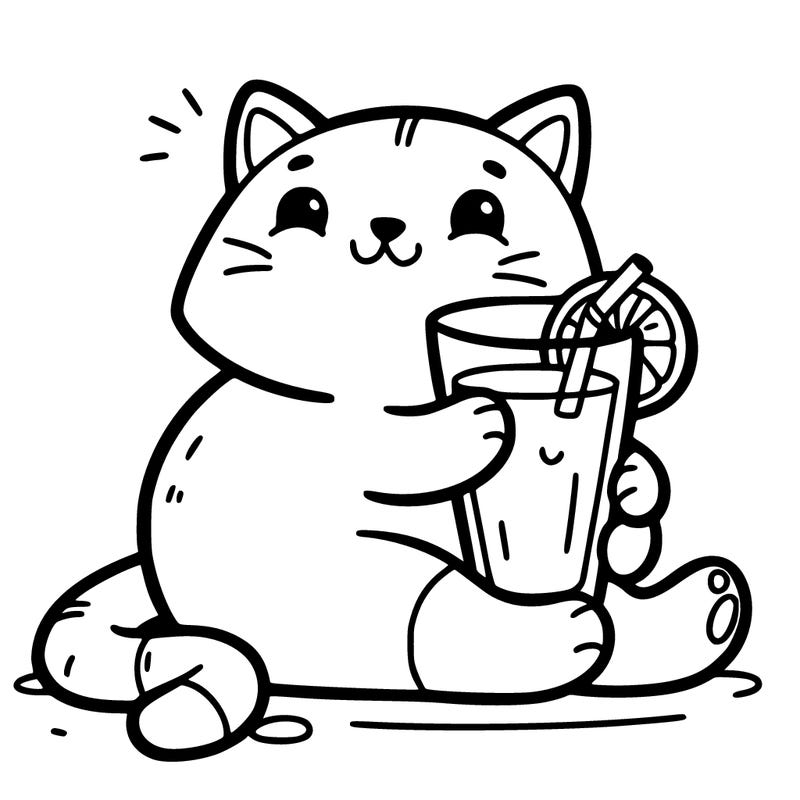 cat with orange juice