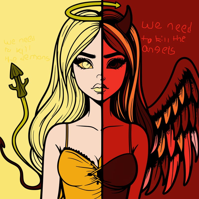 devil vs angel realistic girl