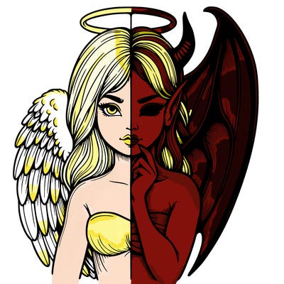 realistic angel half demon