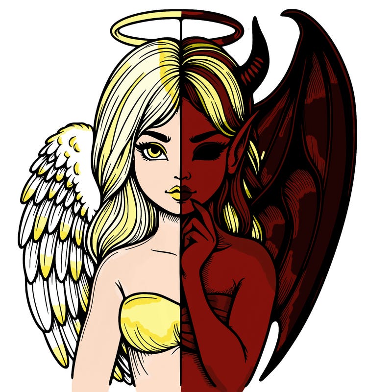 realistic angel half demon