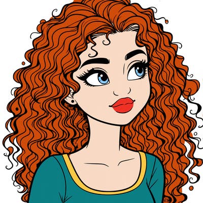 realistic girl with curly hair