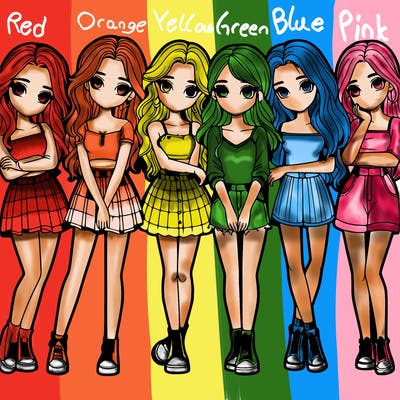 a group of girls realistic