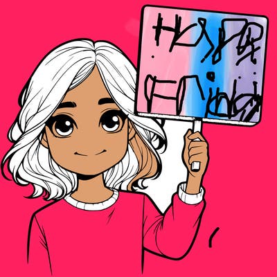 realistic girl holding up a sign