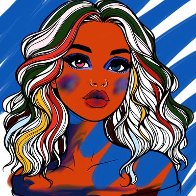 realistic girl with wavy hair and lips