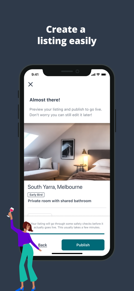 Flatmates - A preview screen in the Flatmates app for publishing a room listing in South Yarra Melbourne