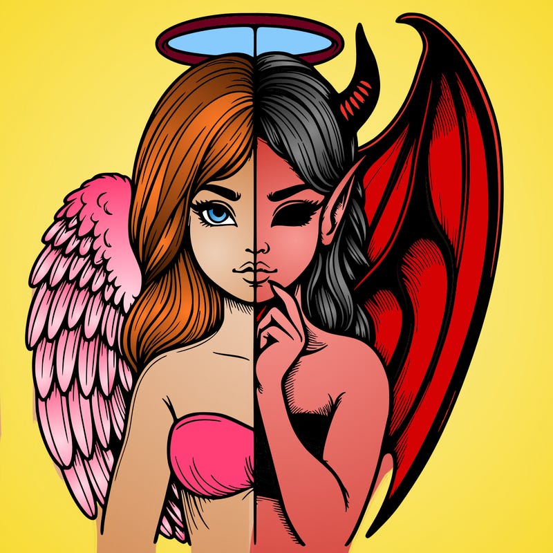 realistic angel half demon