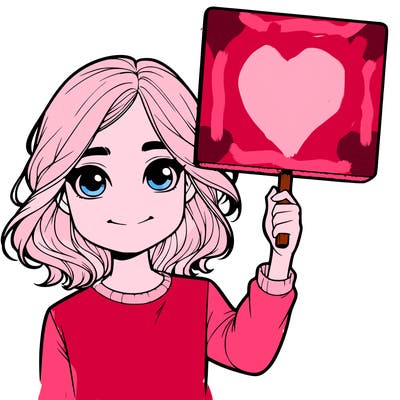 realistic girl holding up a sign