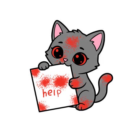 a small cat with a blank sheet of paper in its hand. the cat is sooooooo cute!