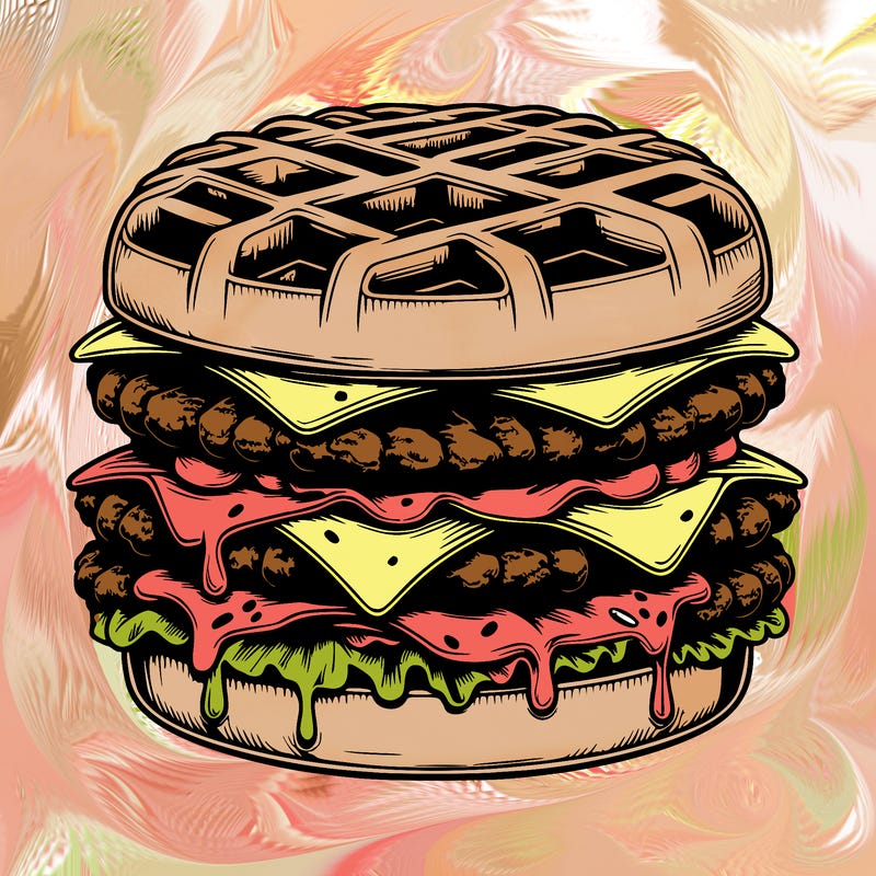 realistic waffle burger