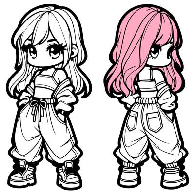 girl in crop top and baggy pants