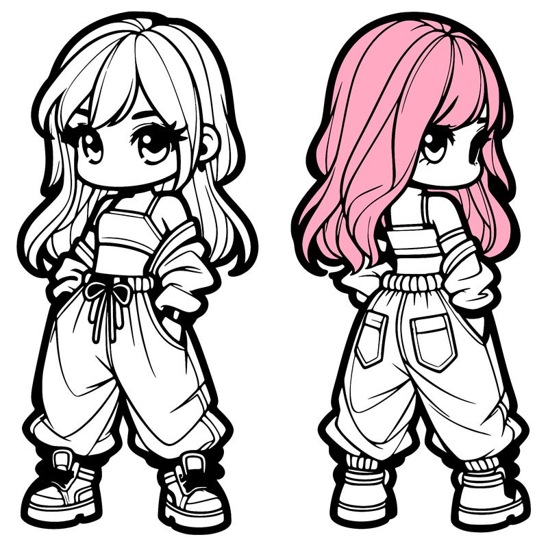 girl in crop top and baggy pants