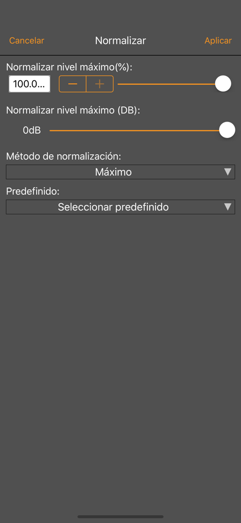 WavePad, editor de audio - WavePad Audio-Editor-Normalisierungstool-Einstellungen mit Pegel- und Dezibel-Schiebereglern