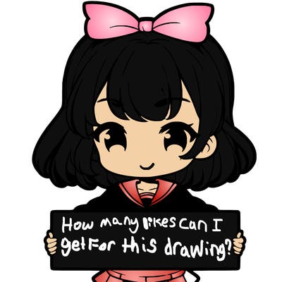 cute anime girl holding a sign