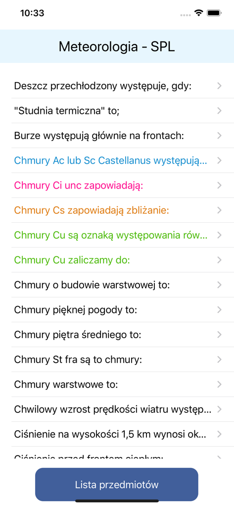 List of meteorology exam questions in the Egzamin ULC SPL app