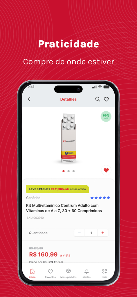 Drogalider - Drogalider mobile app product detail screen showing Centrum multivitamins and pricing