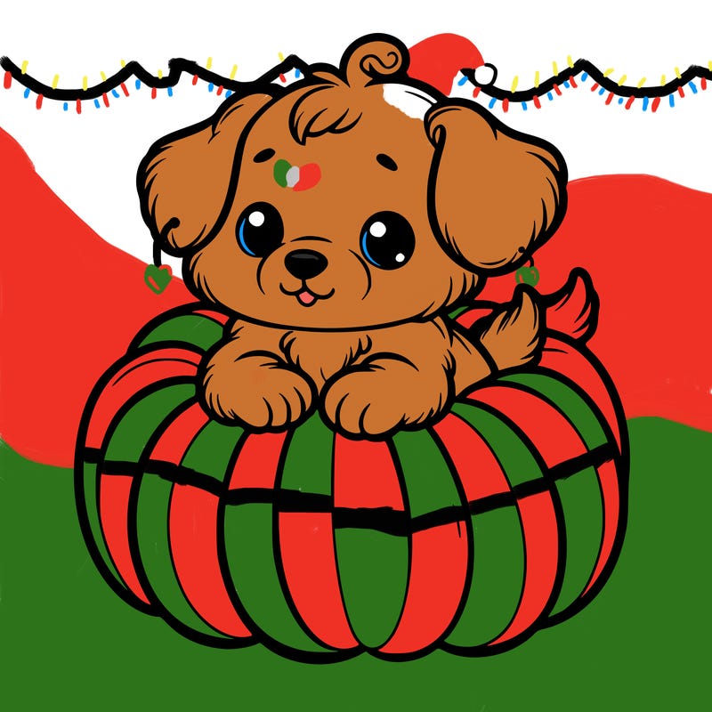 cute little puppy in a pumpkin