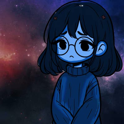 sad girl with glasses in a sweater