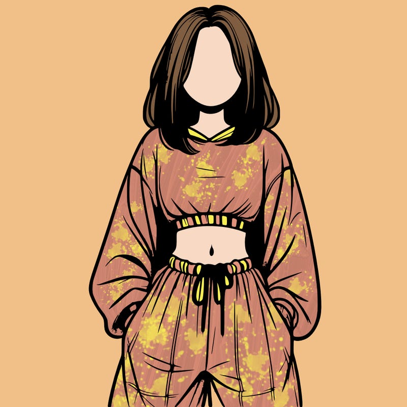 realistic girl faceless with baggy pants and a crop top