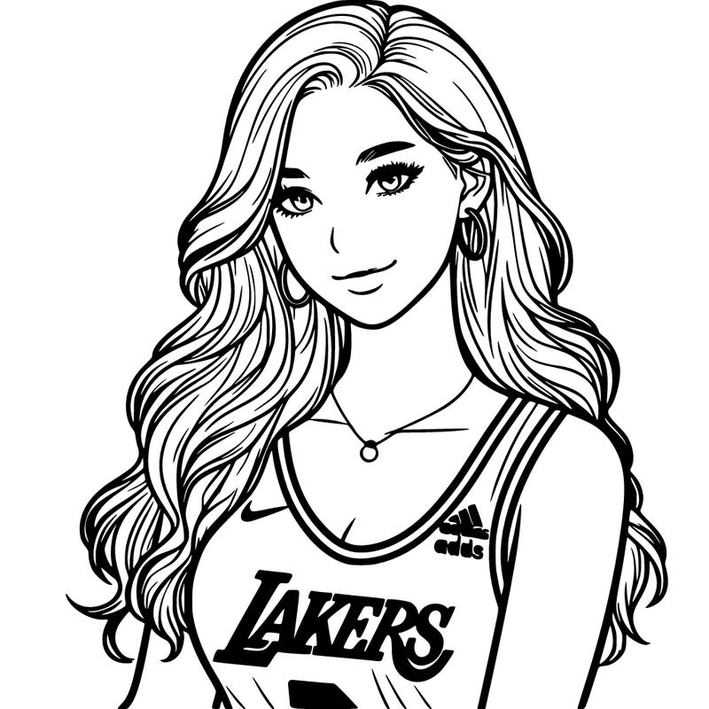 realistic woman wearing los angeles lakers jersey