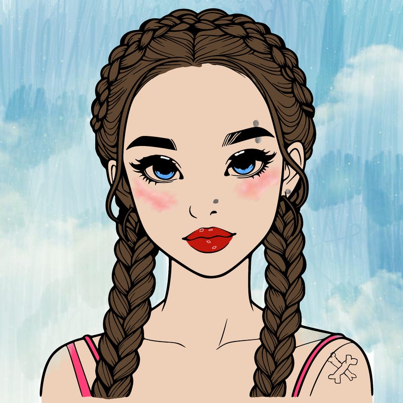 realistic girl with braids
