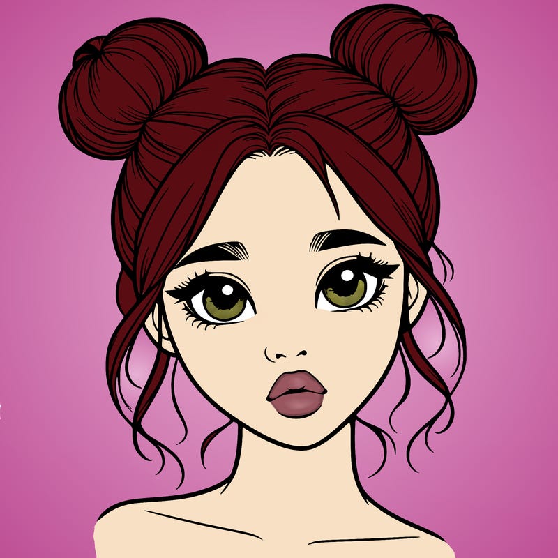 realistic girl with two buns on her head