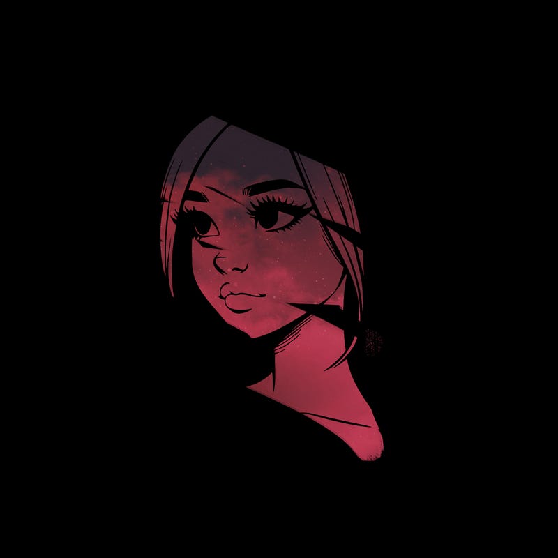 realistic girl with a high ponytail