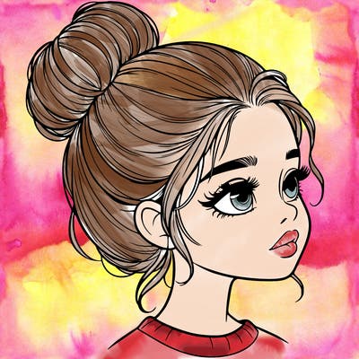 realistic girl with bun