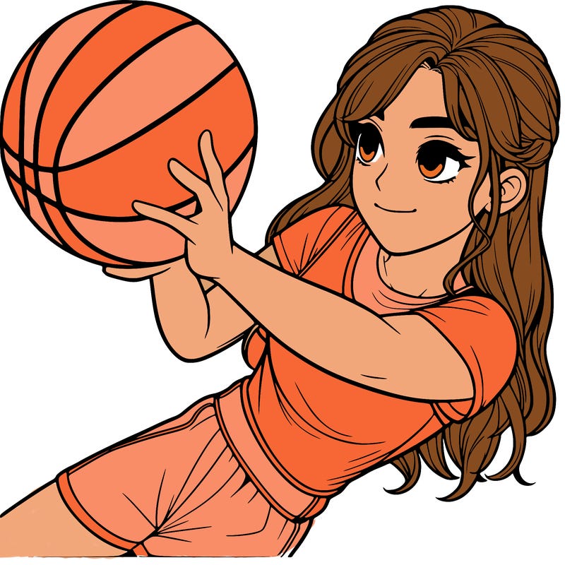 realistic girl playing basketball