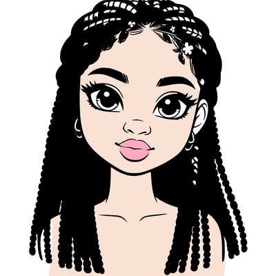 a realistic black girl with braids