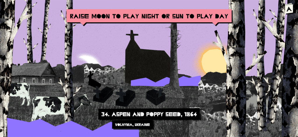 Real Vampires - Surrealist level selection screen in Real Vampires with day and night options in a Slavic setting.