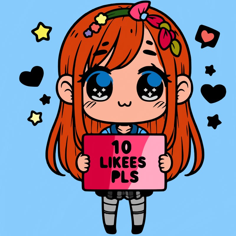 cute girl holding a sign saying 10 likes pls