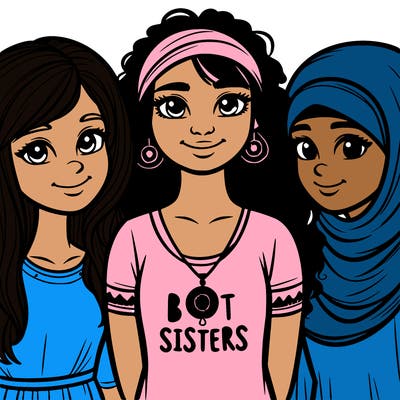 three sisters with a best sisters necklace