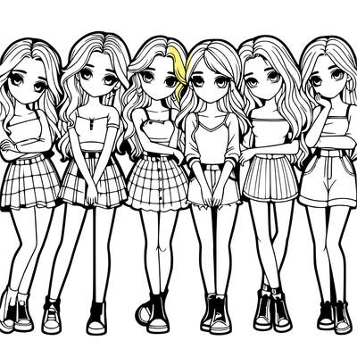 a group of girls realistic