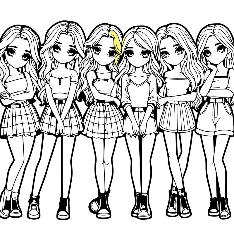 a group of girls realistic