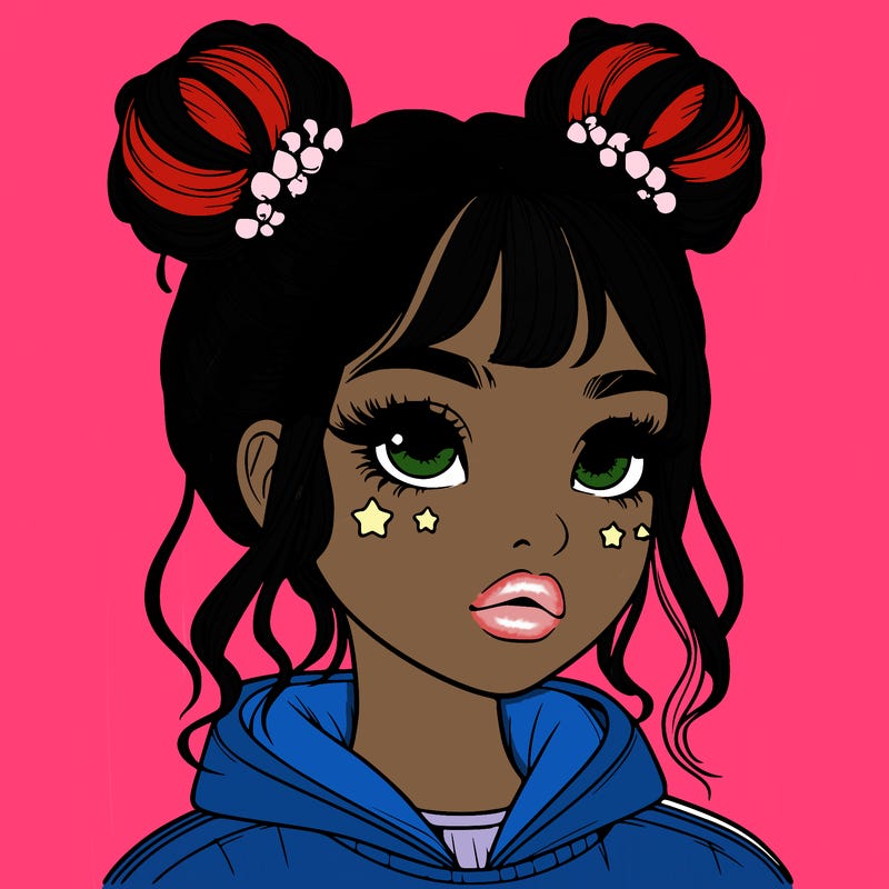realistic girl with space buns