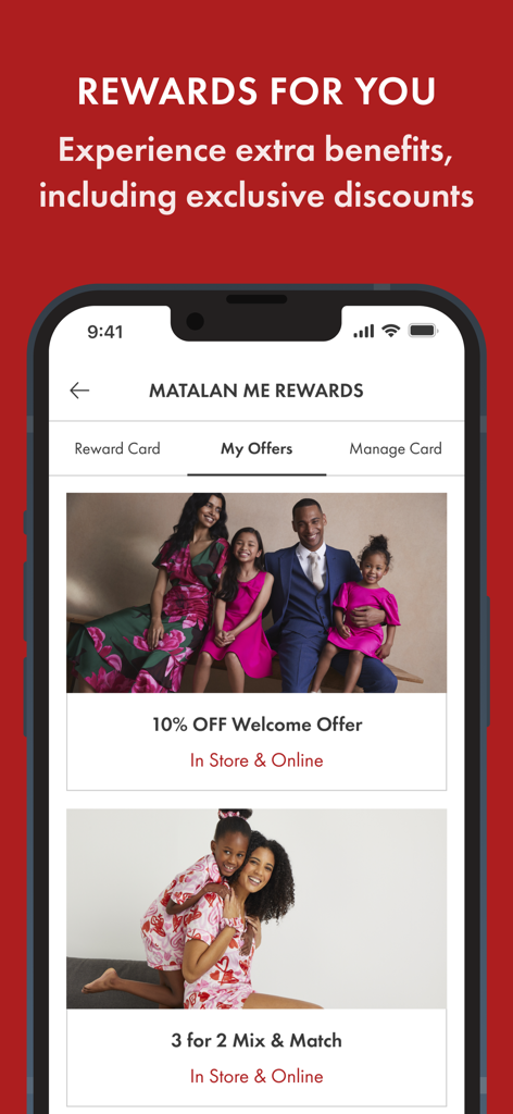 Matalan - Online Shopping - Matalan shopping app showing the Matalan Me Rewards section with exclusive discounts and offers.
