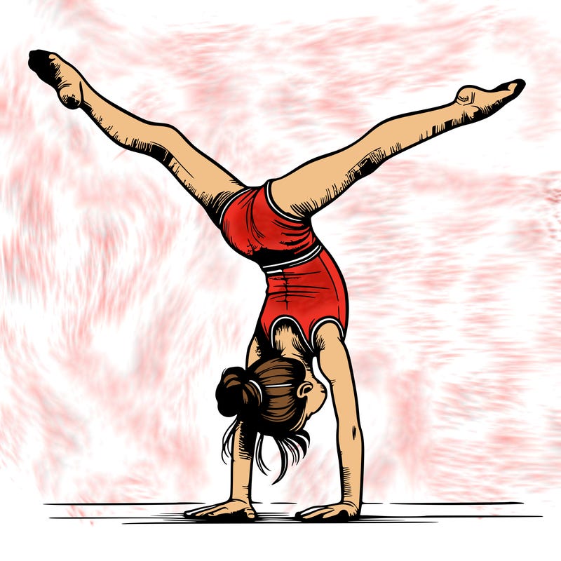 realistic gymnastic hand stand girl in four splits