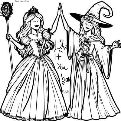 detailed realistic split of a princess and a witch
