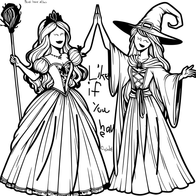 detailed realistic split of a princess and a witch