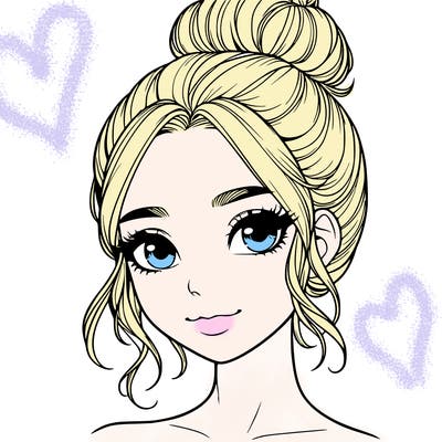 realistic pretty girl with hair in bun