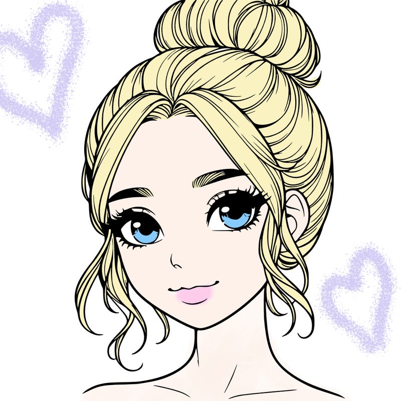 realistic pretty girl with hair in bun