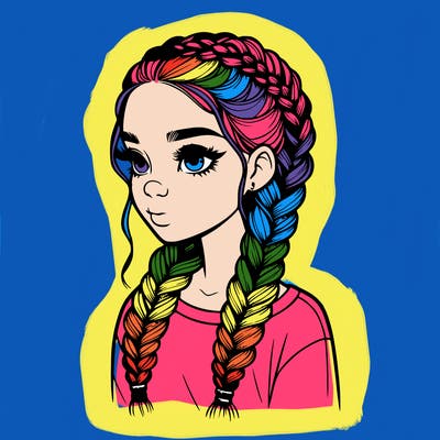 realistic girl with braids