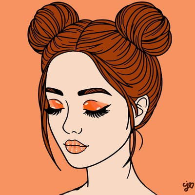 woman with hair buns