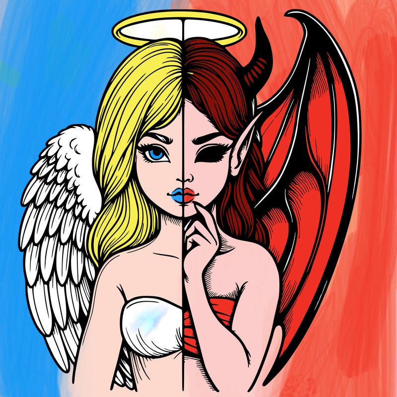 realistic angel half demon