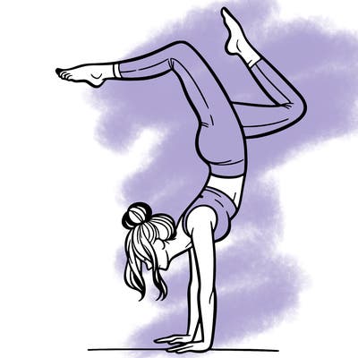 a woman doing a handstand