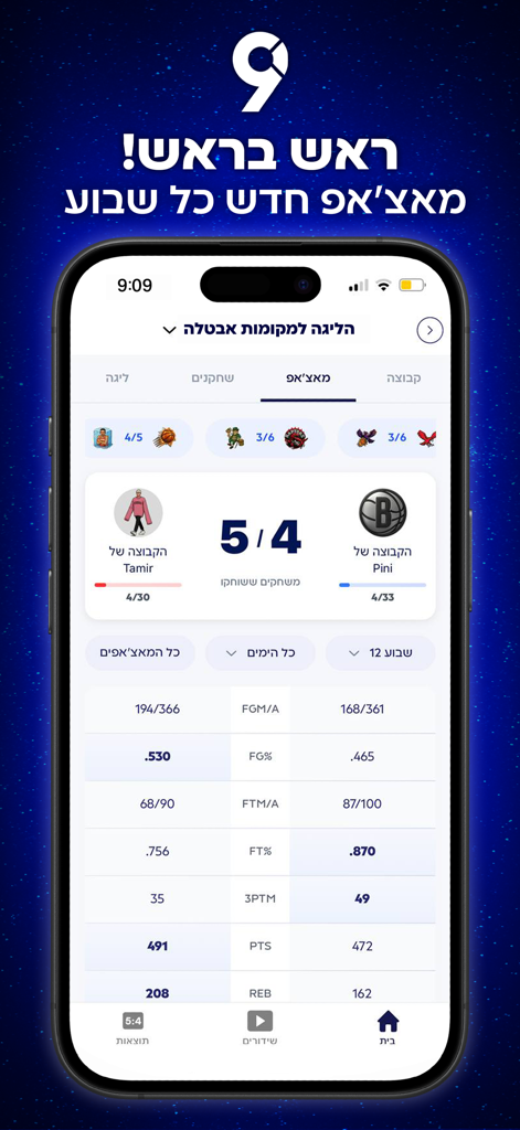 9 Categories - A head-to-head fantasy basketball matchup screen showing detailed statistics and scores in the 9 Categories app