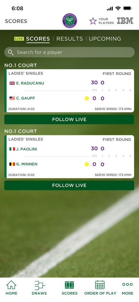 Wimbledon 2025 - Live tennis scores on the Wimbledon 2025 mobile app