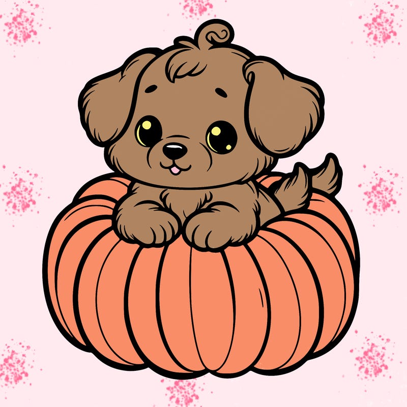 cute little puppy in a pumpkin